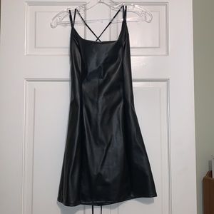 Black faux leather corset dress